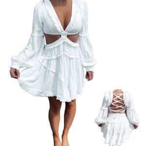 Peach Love California White Dress Size Large NWT